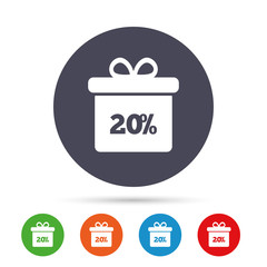20 percent sale gift box tag sign icon.