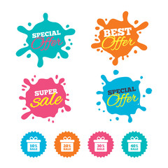 Sale gift box tag icons. Discount symbols.
