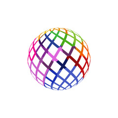 Unusual colorful isolated logo frame of the ball. Logotype of travel company