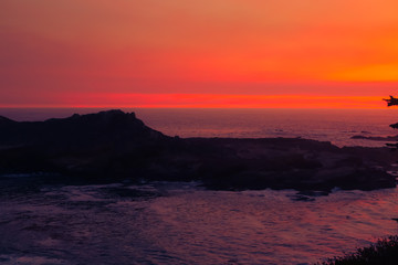 Sunset in a Cove on the California Coastline