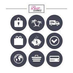 Online shopping, e-commerce and business icons.