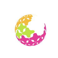 Abstract Sphere Logo with color texture. Sign for Business. Vector illustration isolated moon icon on white