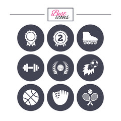 Sport games, fitness icon. Football, volleyball.