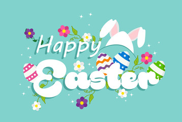 Happy Easter spring rabbit design for celebration