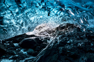 Winter ice caving tour 