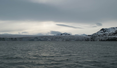 Glacier meeting the ocean at Svalbard in Norway