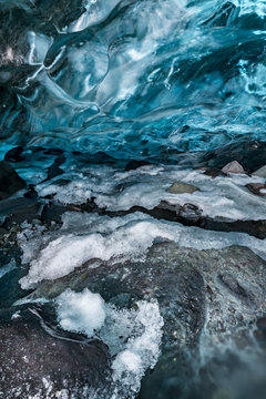 Interior of glacial and ice cave