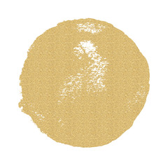 Abstract grunge gold circle hand painted texture.