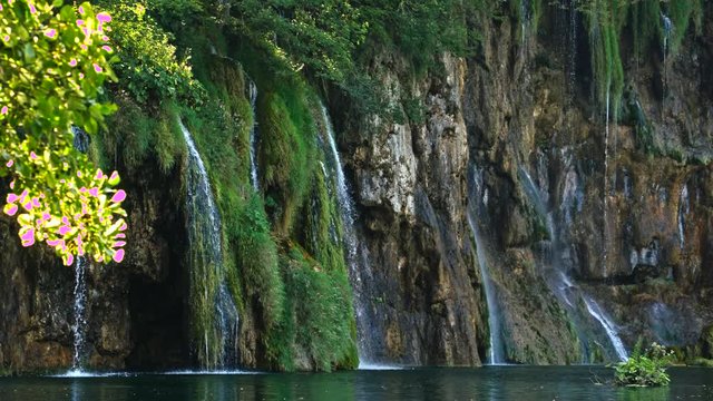Picturesque waterfalls scenery in Plitvice Lakes National Park