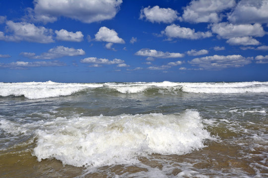 Fototapeta seacoast with sea and sand