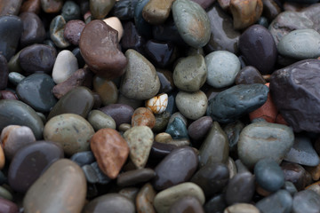 Colour pebbles on the beach