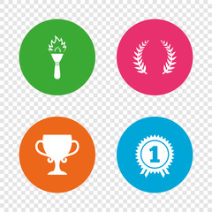 First place award cup icons. Prize for winner.