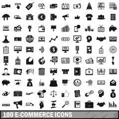 100 e-commerce icons set, simple style 