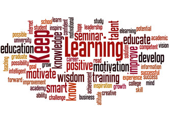 Keep Learning, word cloud concept