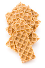 Waffle with crem isolated on white background.
