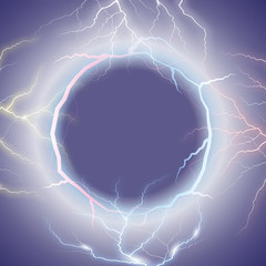 Lightning vector round text frame on transparent background.