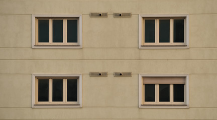 Urban residential building front view closeup