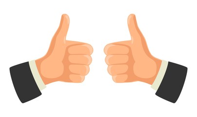 Hand showing symbol Like. Making thumb up gesture.