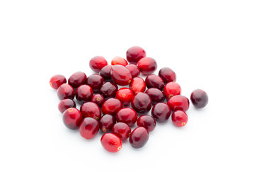 Cranberries top view. Red, ripe cranberries macro view.