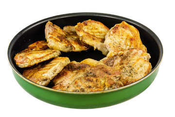 Baked pork in a frying pan