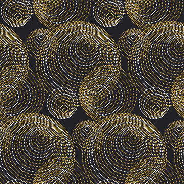 Concept seamless luxury pattern with dots and lines for header, card, background, invitation. decorative stylized dot vector illustration on black background.