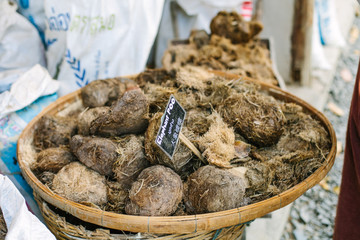 Elephant poo in the basket