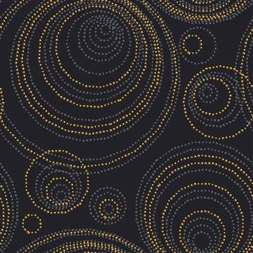 Concept seamless luxury pattern with dots and lines for header, card, background, invitation. decorative stylized dot vector illustration on black background.