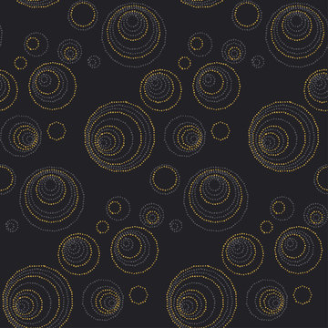 Concept seamless luxury pattern with dots and lines for header, card, background, invitation. decorative stylized dot vector illustration on black background.