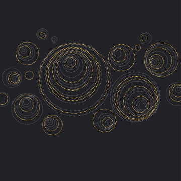 Concept seamless luxury header with dots and lines for header, card, background, invitation. decorative stylized dot vector illustration on black background.