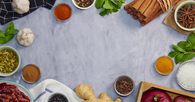 Different spices around copy space
