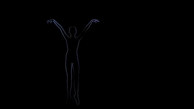 Ballerina is dancing in slow motion, abstract animation computer graphics