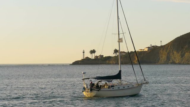 Point Loma San Diego Bay With Boat Passing. All Faces and Info Removed.