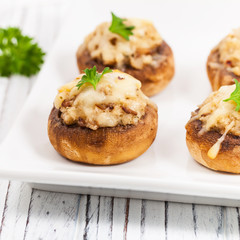 Vegetarian Stuffed Mushrooms. Selective focus.