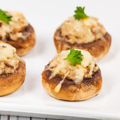 Vegetarian Stuffed Mushrooms. Selective focus.