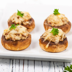 Vegetarian Stuffed Mushrooms. Selective focus.