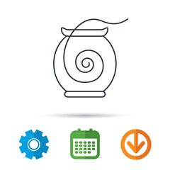 Dental floss icon. Teeth cleaning sign. Oral hygiene symbol. Calendar, cogwheel and download arrow signs. Colored flat web icons. Vector
