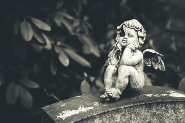 little broken angel at cemetery