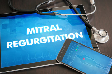 Mitral regurgitation (heart disorder) diagnosis medical concept on tablet screen with stethoscope