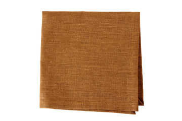 Brown textile napkin on white