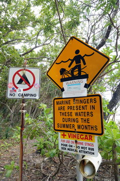 Beach warning signs