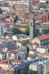 Aerial view of Lecco city, Lombardy, Italy - obrazy, fototapety, plakaty