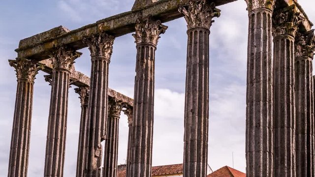 Roman Ancient Temple of Evora in Portugal - Time Lapse Video
