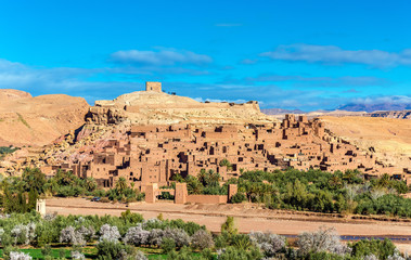 Panoramic view of Ait Benhaddou, a UNESCO world heritage site in Morocco