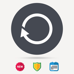Update icon. Refresh or repeat symbol. Calendar, shield protection and new tag signs. Colored flat web icons. Vector