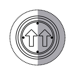 sticker silhouette circular frame same direction arrow road traffic sign vector illustration