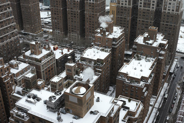 Snow covered roofs in Manhattan after snowstorm Stella - 140853719