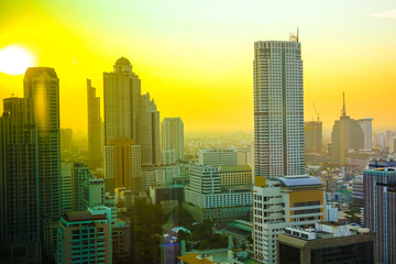 Sunset twilight cityscape viewpoint Bangkok