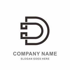 Monogram Letter D Square Circle Strips Architecture Interior Construction Business Company Stock Vector Logo Design Template 