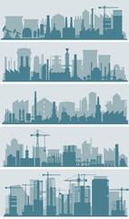 Naklejka premium Industrial city skyline sets