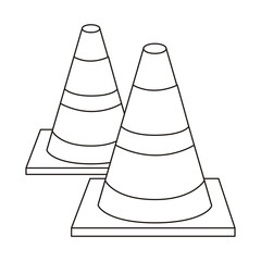 silhouette striped couple traffic cone flat vector illustration
